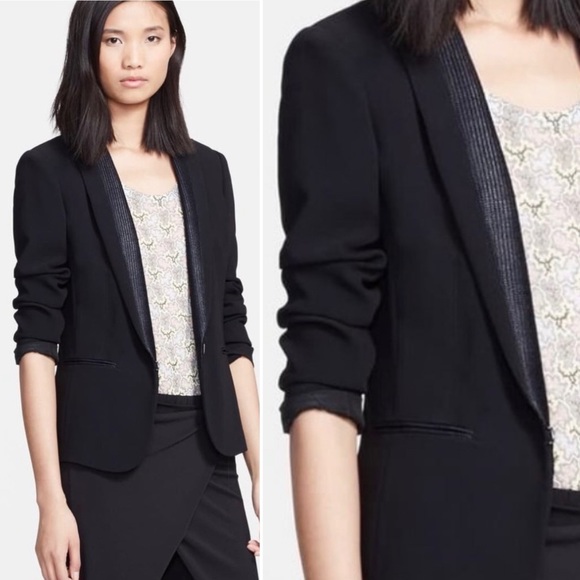 rag & bone Jackets & Blazers - Rag & Bone Blazer Jacket Lorimer Black Tuxedo Silk Textured Lapel Detail Fitted